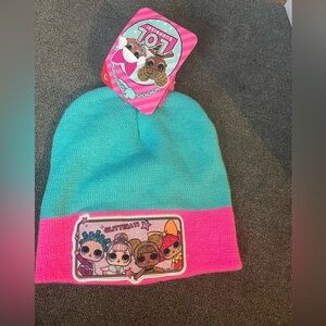 L O L dolls, pink, green beanie, hat, winter- NWT